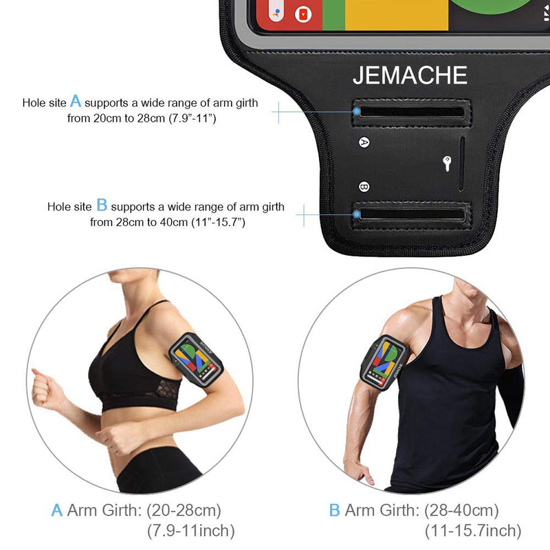 [Australia - AusPower] - Pixel 5 4a 4 3a 3 Armband, JEMACHE Gym Running Exercises Workouts Arm Band Case for Google Pixel 5 4a 4 3a 3 with Key Holder (Black) Black 