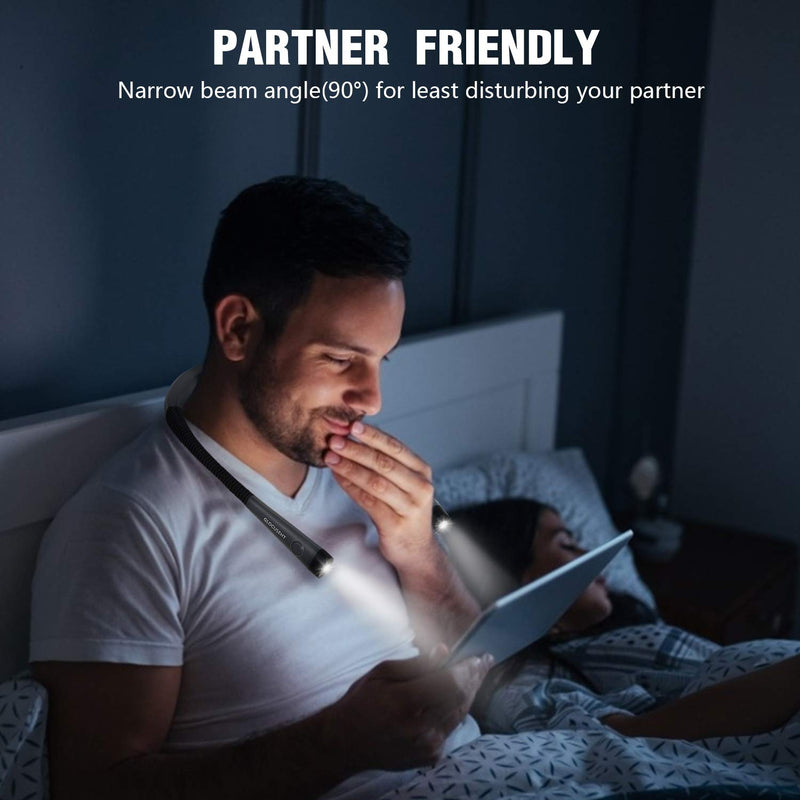 [Australia - AusPower] - Glocusent LED Neck Reading Light, Book Light for Reading in Bed, 3 Colors, 6 Brightness Levels, Bendable Arms, Rechargeable, Long Lasting, Perfect for Reading, Knitting, Camping, Repairing Gray 