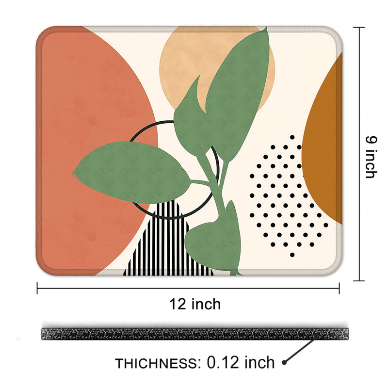 [Australia - AusPower] - Auhoahsil Mouse Pad, Square Boho Anti-Slip Rubber Mousepad with Durable Stitched Edges for Gaming Work Office Laptop Computer Women Men Kids, Cute Custom Pattern, 12" x 9", Modern Abstract Art Leaves 
