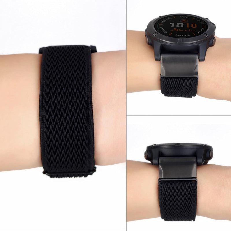 [Australia - AusPower] - Abanen Elastic Watch Bands for Fenix 7 / Fenix 6 / Fenix 5 / epix 2, 22mm Quick Easy Fit Soft Stretchy Nylon Wristband Strap for Garmin Instinct,Fenix 6 Pro/Sapphire, Fenix 5 Plus, Quatix 6/5 Black 