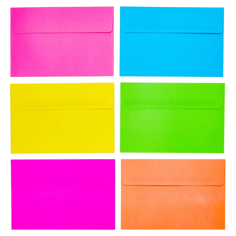 [Australia - AusPower] - 112 Pack Colorful Neon A4 Envelopes with Square Flap, Bulk for Invitations, Birthdays, Baby Showers, Greeting Cards (4x6 In) 