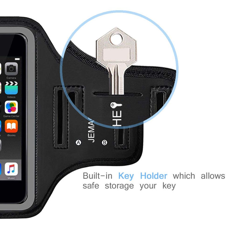 [Australia - AusPower] - iPod Touch 7th/6th/5th Generation Armband. JEMACHE Gym Running Exercises Workouts Sport Arm Band Case for iPod Touch 7/6/5/4 Generation with Card/Key Holder (Black) Black 
