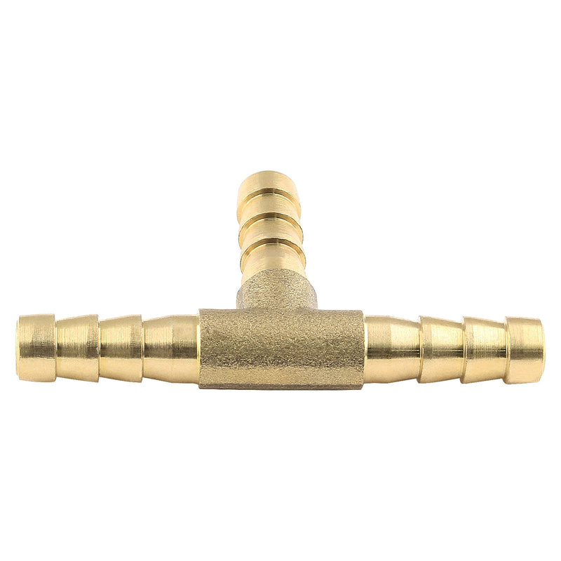 [Australia - AusPower] - Piutouyar 10 Pack 1/4 Inch Brass Barb Tee Fitting, 1/4 Inch ID Hose Pipe Fitting T-Shaped 3 Ways Hose Barb Reducer for Water Fuel Gas Air Oil 