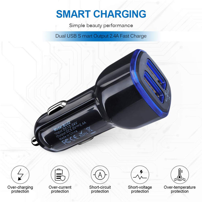[Australia - AusPower] - Car Charger, 2.4A 12W AndHot 2 Pack Mini Dual Port USB Car Charger Adapter Plug for iPhone 13 12 SE 11 Pro Max XR XS X 8 7 6S Plus, iPad, Samsung Galaxy S22 S21 S20 S10 Note 20 A21, LG, Moto, Android 