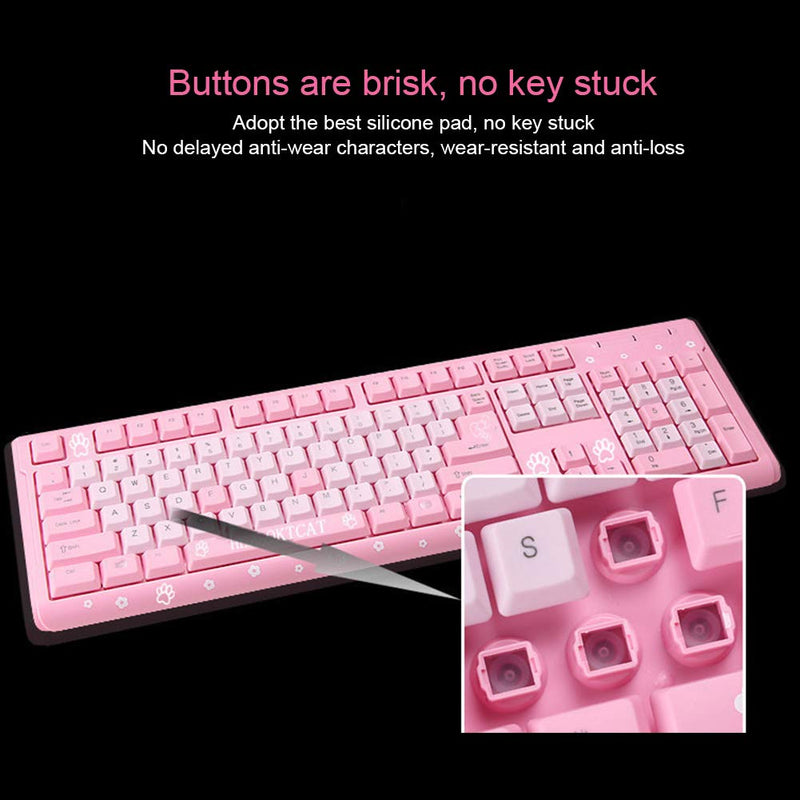 [Australia - AusPower] - T osuny Wired Ultra‑Thin Keyboard, USB Cute Cartoon Keyboard, Plug and Play, Pink/Black/Purple Keyboard, Ergonomic Keyboard,Waterproof Keyboard for PC Laptop Desktop Computer (Pink) 