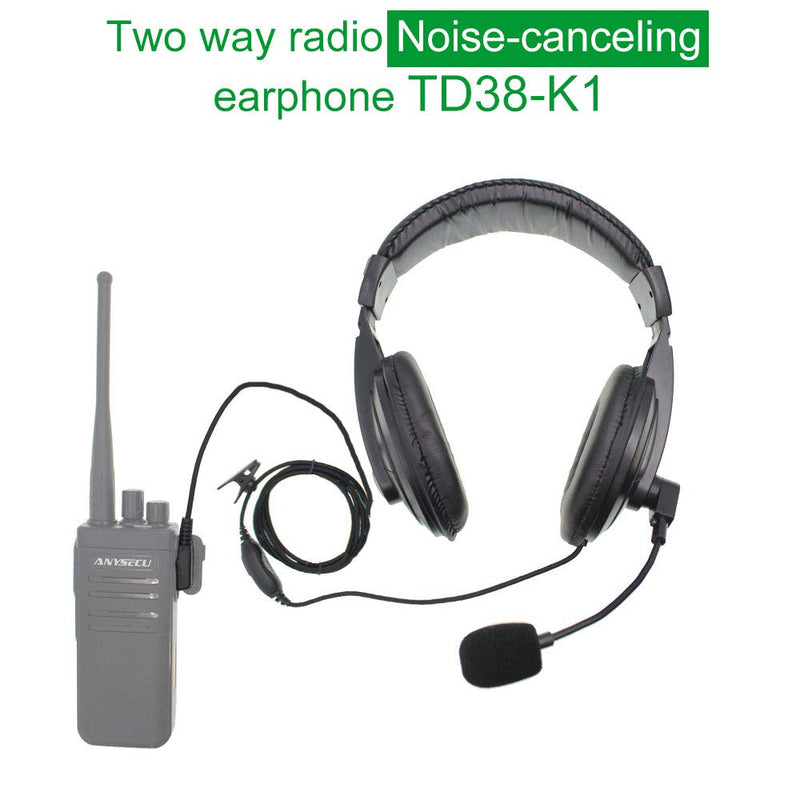 [Australia - AusPower] - Two Way Radio Earpiece with Mic Noise Cancelling Headsets Headphones PTT and Vox Headset with Soft Earmuffs Earphone 