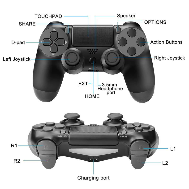 [Australia - AusPower] - predark Wireless Game Controller Compatible with PS4 Console and Built-in Speaker，Gyro and Motor Remote -Black 