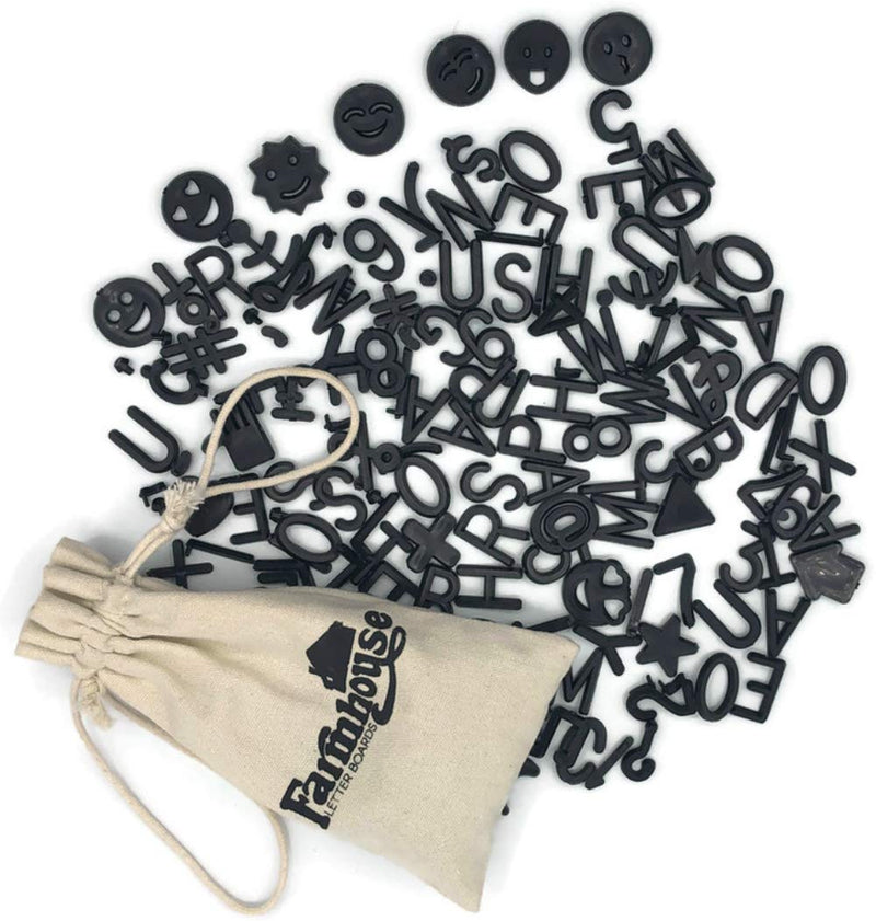 [Australia - AusPower] - Black Letter Set for Changeable Felt Letter Boards, 340 1 Inch Characters (Includes Letters, Symbols/Emojis, Numbers, Punctuation) & Burlap Storage Bag (Black) Black 