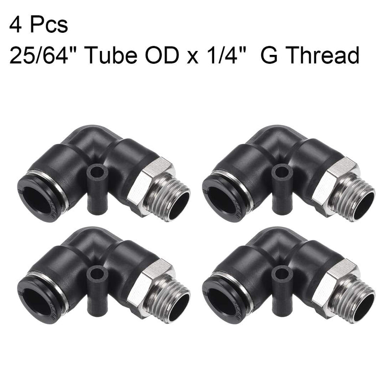 [Australia - AusPower] - uxcell Push to Connect Tube Fitting Male Elbow 10mm Tube OD x G1/4 Thread Pneumatic Air Push Fit Lock Fitting 4pcs 