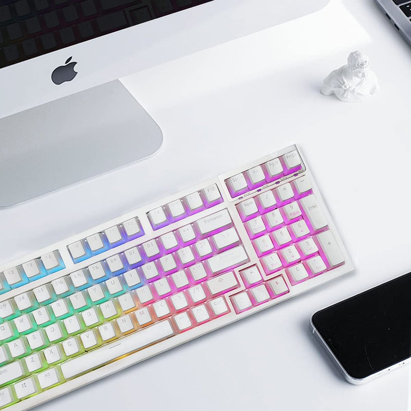 [Australia - AusPower] - XVX Pudding Keycaps - PBT Keycaps, 141 Key+24 Keys Set Custom Keycap, OEM Profile, Universal Compatiability for 100%, 75%, 65%, 60% Keyboard (White) White 