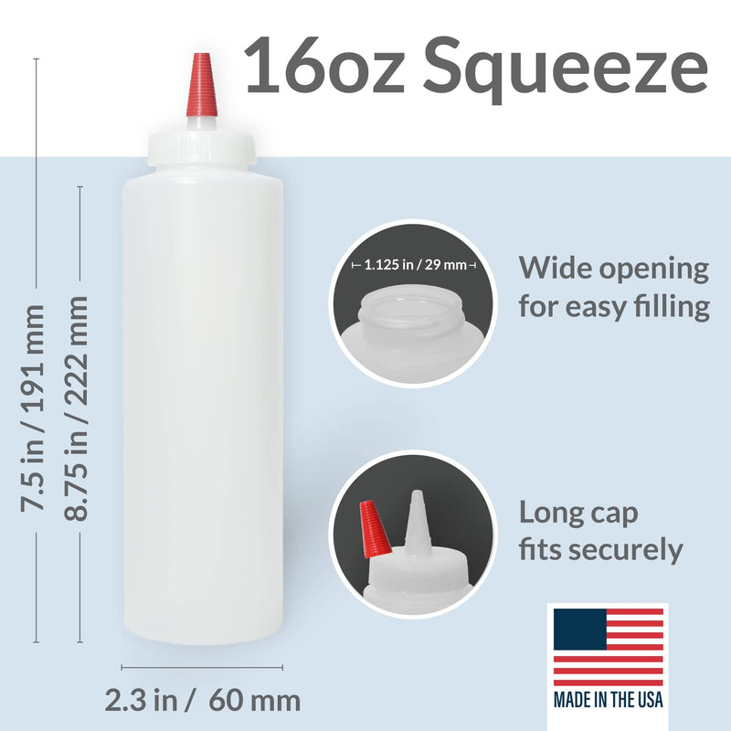 [Australia - AusPower] - Pinnacle Mercantile Plastic Squeeze Condiment Bottles with Red Tip Cap 16-Ounce Set of 6 Wide Mouth 16oz - 6 Pack 