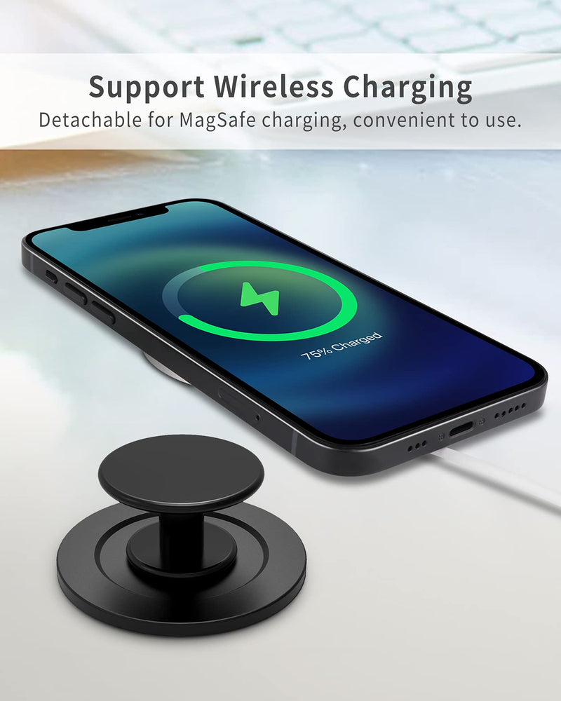 [Australia - AusPower] - SUPERONE Compatible with iPhone 13/iPhone 12 Mag Safe P-Socket Base【Upgraded & Thickened】 Designed for Phone Ring Holder, Phone Grip & DJI OM 4【Grip Not Included】 Black 