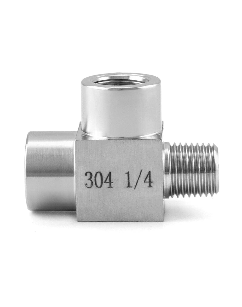 [Australia - AusPower] - QWORK Stainless Steel Pipe Fitting, 1/4" NPT Male x 1/4" NPT Female x 1/4" NPT Female, Male Run Tee, Street tee 1/4 inch Male x Female x Female 