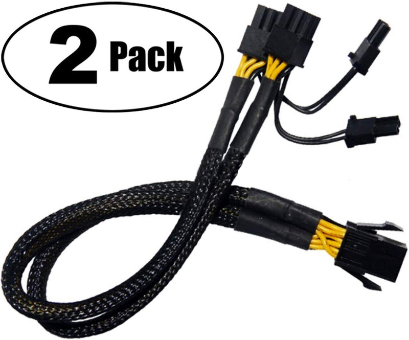 [Australia - AusPower] - PCI-e 6 Pin to Dual PCIe 8 Pin (6+2) Graphics Card PCI Express Power Adapter GPU VGA Y-Splitter Extension Cable Mining Video Card Sleeved Power Cable 9 inches 2 Pack TeamProfitcom 