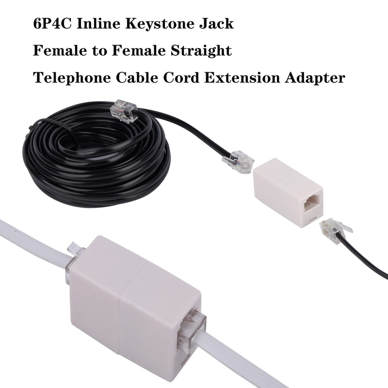 [Australia - AusPower] - Ubramac RJ11 Coupler, Straight Telephone Inline Coupler RJ11 6P4C Inline Keystone Jack Female to Female Straight Telephone Cable Cord Extension Adapter (White -5 Pack) White -5 Pack 