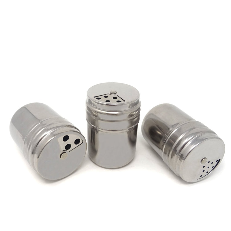 [Australia - AusPower] - Honbay 2PCS Stainless Steel Dredge Salt Sugar Spice Pepper Shaker Seasoning Cans with Rotating Cover 