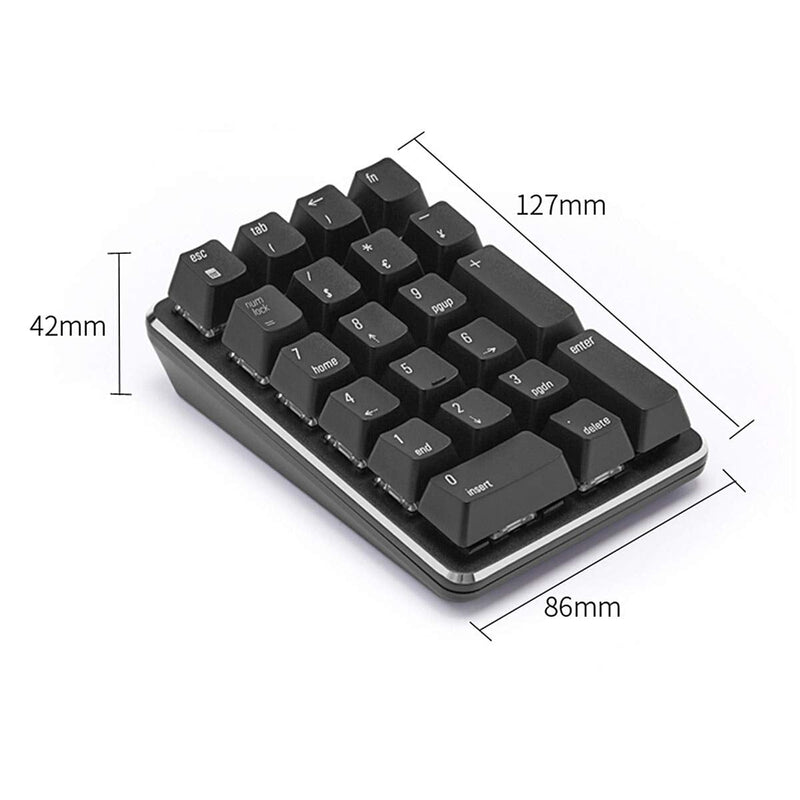 [Australia - AusPower] - Mechanical Numeric Keypad GATERON Red Switch 2.4G Wireless Gaming Keypad 21 Keys Mini Numpad Portable Keypad Extended Layout Black Magicforce by Qisan 