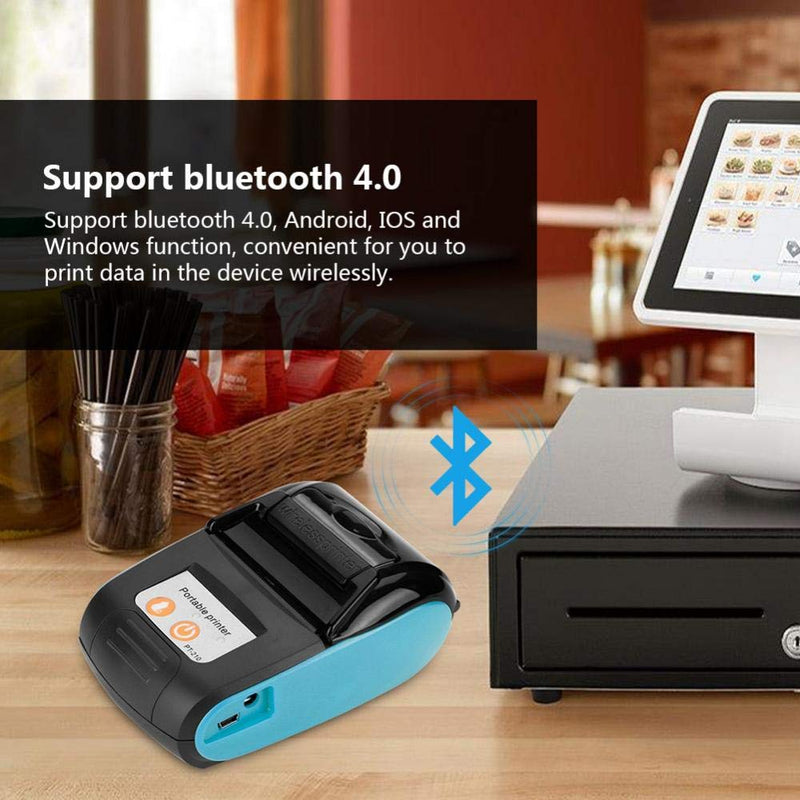 [Australia - AusPower] - Mini Printer, Wireless Portable Receipt Printer Bluetooth Thermal Bill Printer 58 mm Directly-Heated Thermal Printer Support The Smartphone Control(Blue US) Blue US 