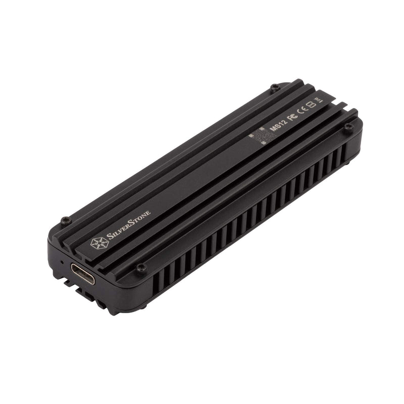 [Australia - AusPower] - Silverstone MS12, 20Gbps SuperSpeed+ USB 3.2 Gen 2x2 Type-C to NVMe M.2 SSD Enclosure, Aluminum, Black, SST-MS12 