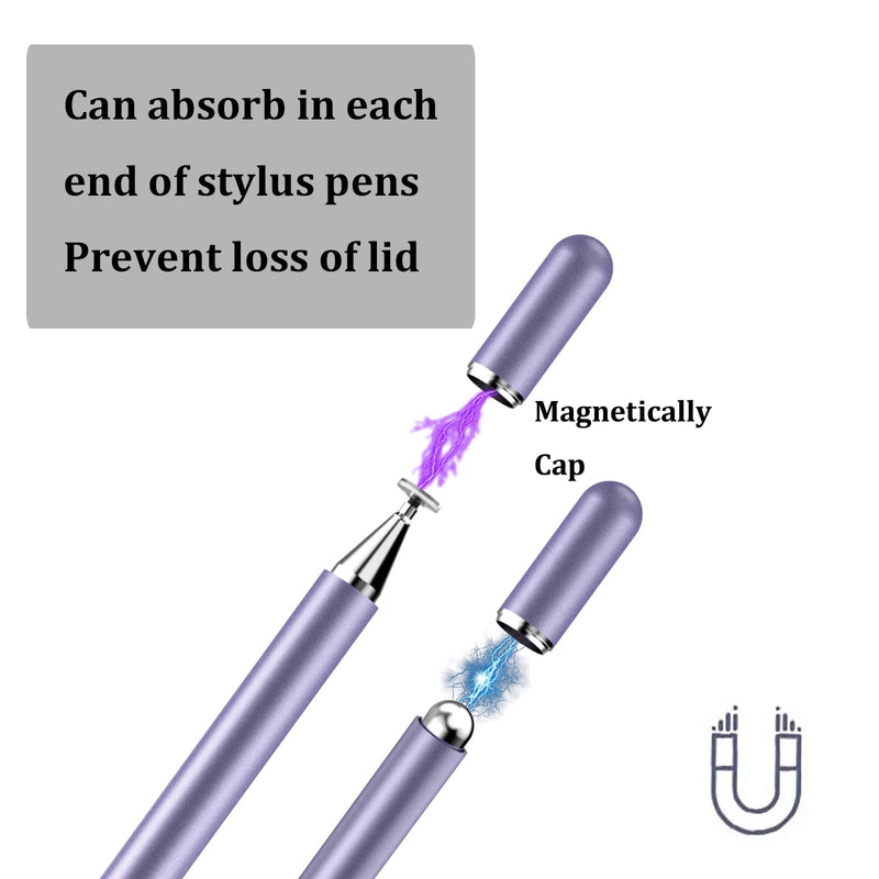 [Australia - AusPower] - Stylus Pen for iPad, LUNTAK Stylus Pens for Apple/iPhone/Ipad pro/Mini/Air/Android/Microsoft/Surface All Capacitive Touch Screens Universal with 4 Replacement Tips (2 Pcs, Purple and Silver) 