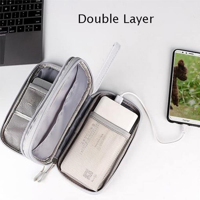 [Australia - AusPower] - 2PCS Electronics Travel Organizer, Waterproof Electronic Accessories Case, Travel Cable Organizer Bag Waterproof Portable Electronic Organizer for USB, Cable, Hard Drive, Cord, Charger, Phone, Grey DY01-Grey-Small+Big 
