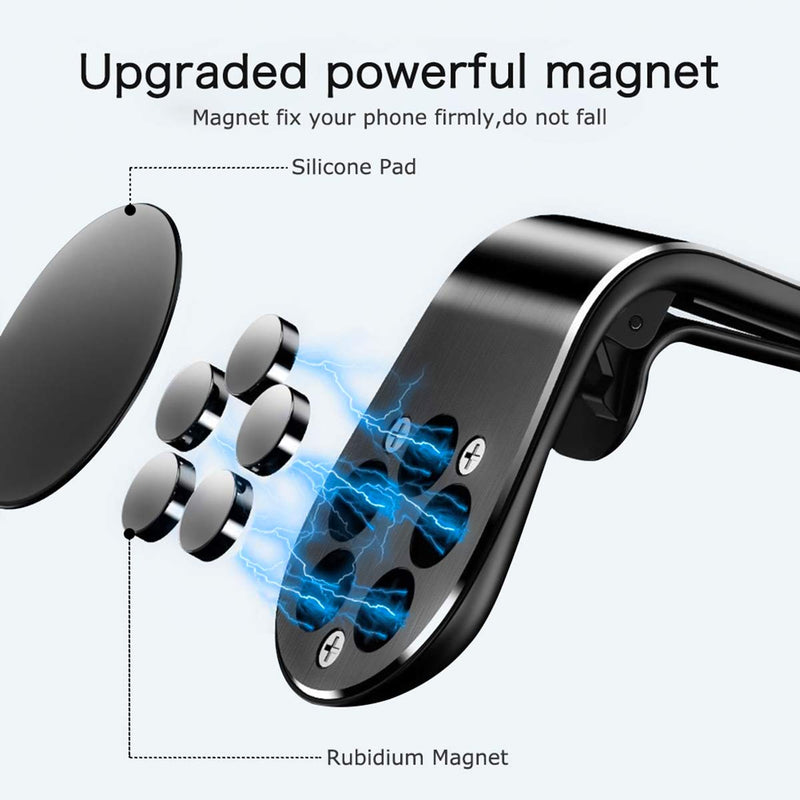 [Australia - AusPower] - Magnetic Phone Holder for Car, Phone Car Mount Strong Magnet Air Vent Universal Mount 360° Rotation Compatible for iPhone 11 Pro Max XR XS X 8 7 Plus Samsung Galaxy S10 S9 S8 Note 10 (2 Pack) (Black) Black 