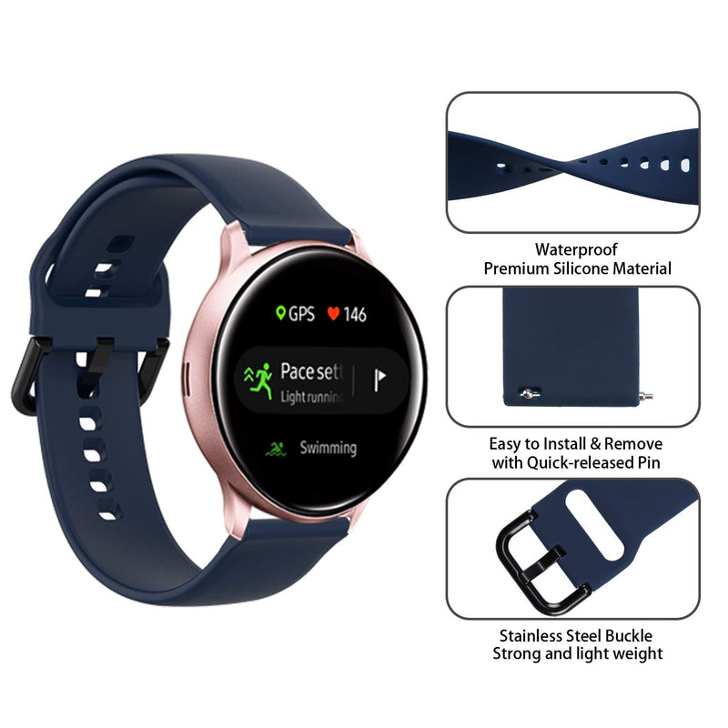 [Australia - AusPower] - (3 Pack) Seltureone Compatible for Samsung Galaxy Watch 4/ Galaxy Watch 4 Classic 40mm 42mm 44mm 46mm Band, 20mm Solid Color Silicone Replacement Sport Watchband for Galaxy Watch Active/Active 2 Black,White,Navy Large 