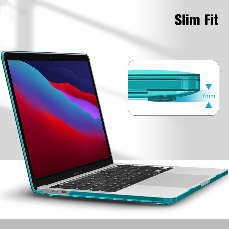 [Australia - AusPower] - Fintie Case for MacBook Pro 13 Inch A2338(M1) A2251 A2289 A2159 A1989 A1706 A1708 (2016-2020 Release) - Snap On Hard Shell Cover with 2 Keyboard Skin Covers, 1 Screen Protector, Crystal Dark Cyan 