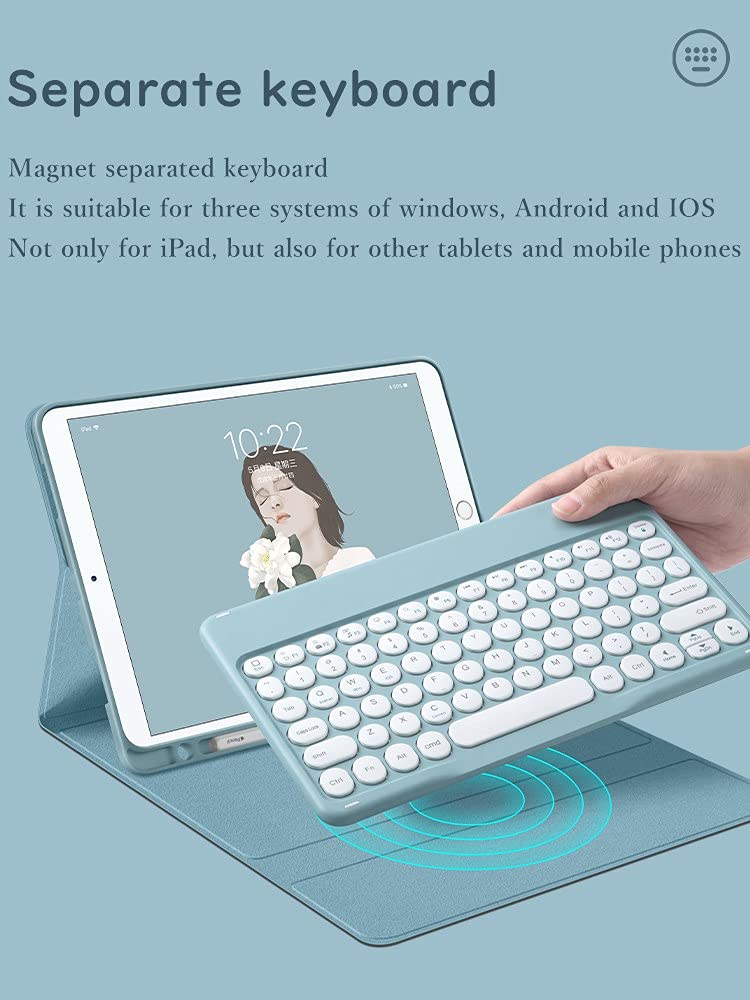 [Australia - AusPower] - 2021 New iPad 9 iPad 8 iPad 7 10.2" Air 3 Pro 10.5 Keyboard Case Cute Round Key Color Keyboard Wireless Detachable BT Keyboard Cover for iPad 9th 8th 7th Air 3rd Generation (iPad10.2/10.5",Yellow) iPad9/iPad7/iPad8/Air3/Pro10.5 Yellow 