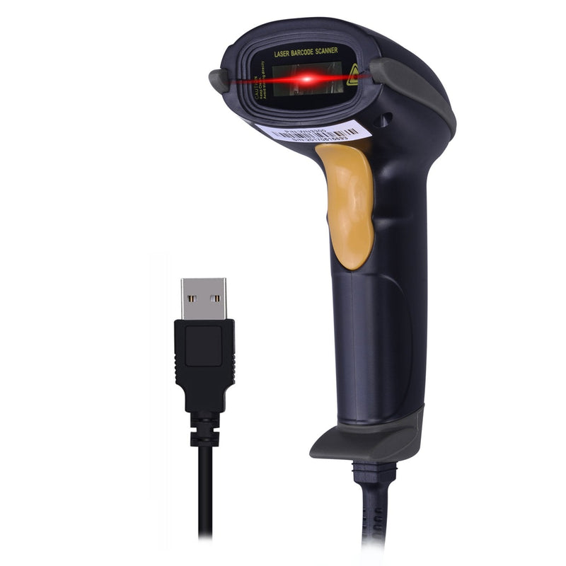 [Australia - AusPower] - WoneNice USB Laser Barcode Scanner Wired Handheld Bar Code Scanner Reader Black 