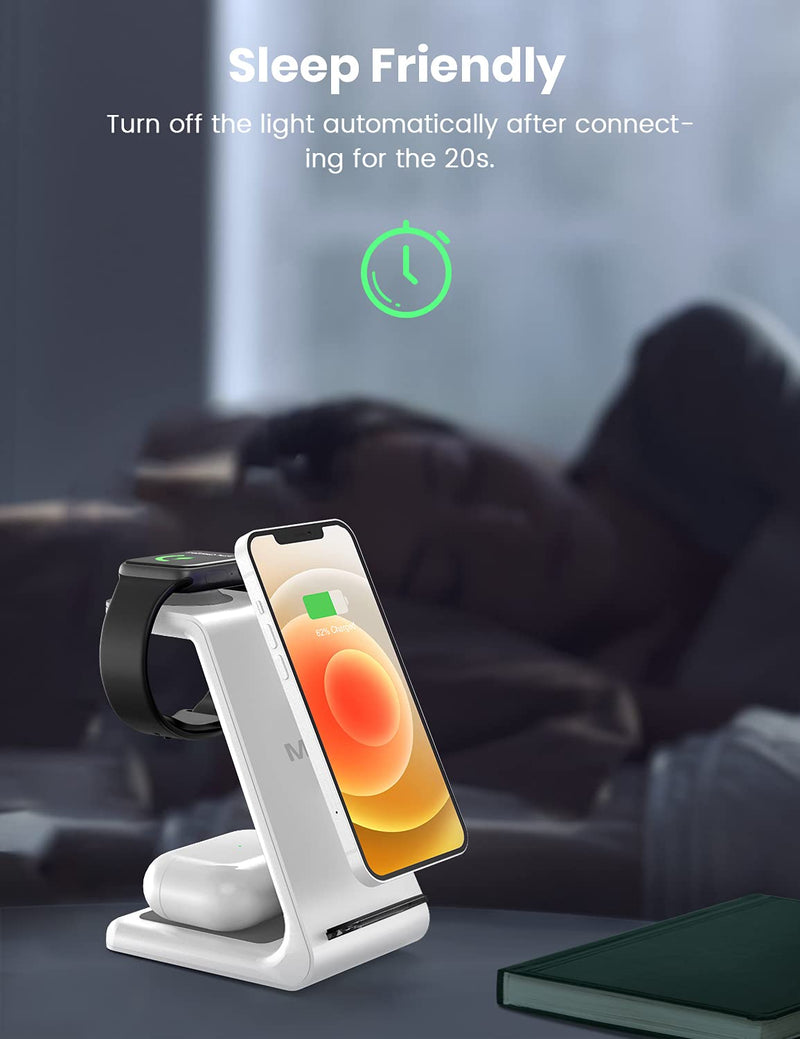 [Australia - AusPower] - 3 in 1 Charging Station for Apple, Wireless Charging Stand for iPhone 13/13Pro/12/12Pro/11/11Pro/XS, iWatch7/6/SE/5/4/3/2 and AirPods Pro/2/3 