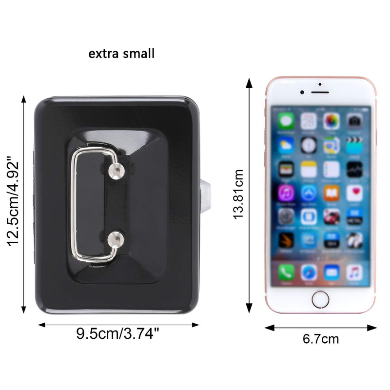 [Australia - AusPower] - Xydled Locking Steel Mini Cash Box with Removable Coin Tray and Key Lock,4.92" x 3.74" x 2.36",Black Black Small 