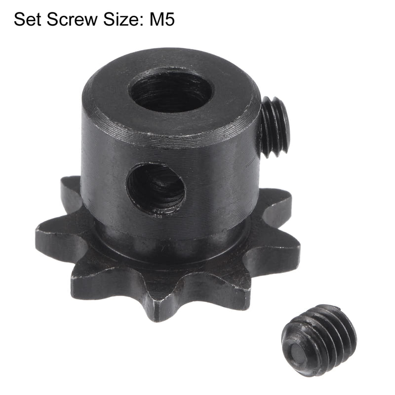 [Australia - AusPower] - uxcell 9 Tooth Roller Sprocket B Type, 25 Chain, Single Strand 1/4" Pitch, 6.35mm Bore Black Oxide C45 Carbon Steel with Set Screws for ISO 04C 