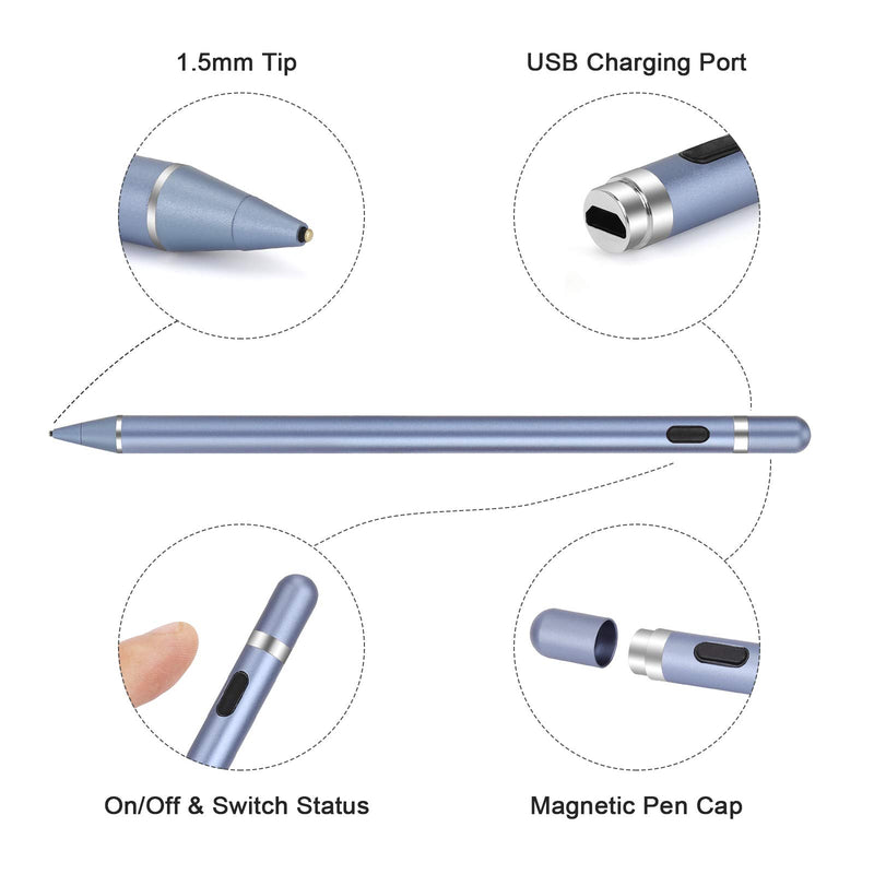 [Australia - AusPower] - Active Stylus Pens for Touch Screens, maylofi Rechargeable Digital Stylish Pen Pencil Universal for iPhone/iPad Pro/Mini/Air/Android and Most Capacitive Touch Screens (Blue) BLUE 