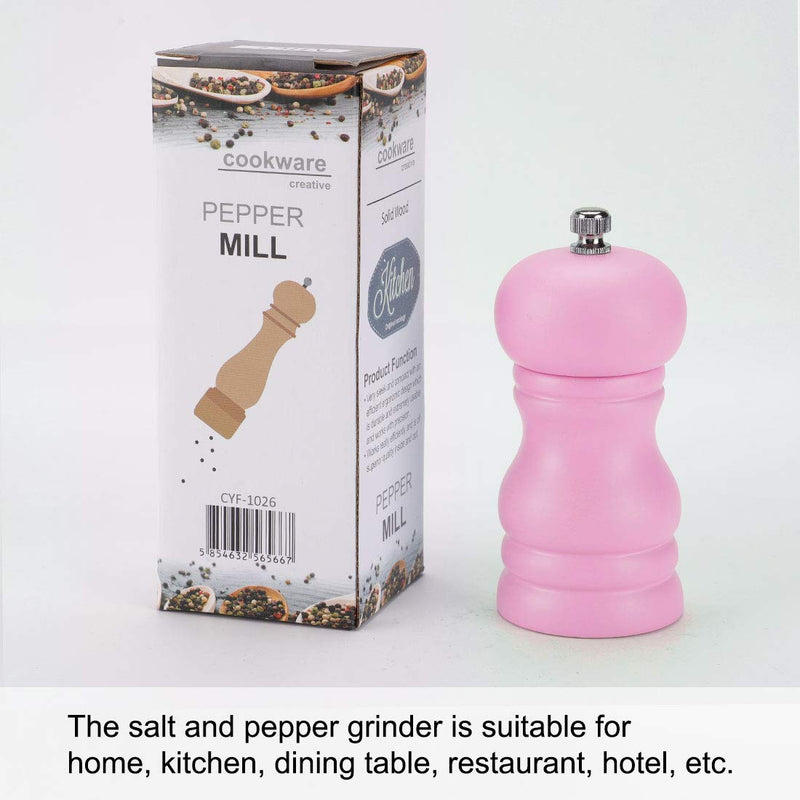 [Australia - AusPower] - uxcell Salt and Grinder 4.5 Inch Wooden Mills Shakers with Adjustable Coarseness for Seasoning Meal Prep Cooking Dining Pink 