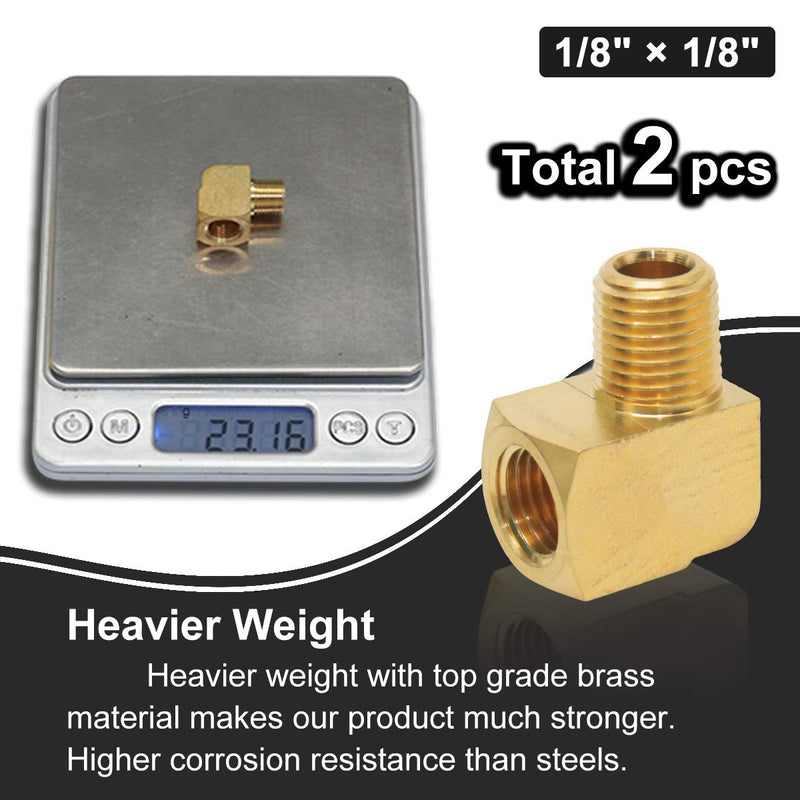 [Australia - AusPower] - transkoot 2 pcs Brass Fitting, 1/8" NPT Male Pipe to 1/8" NPT Female Pipe 90 Degree Barstock Street Elbow 1/8" 