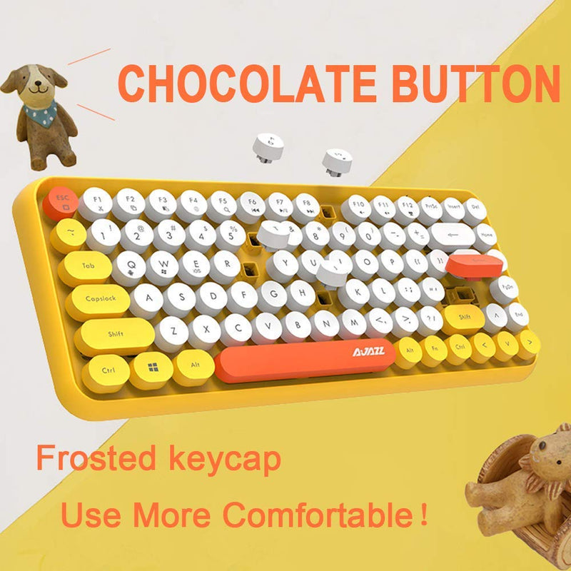 [Australia - AusPower] - FELiCON Wireless Bluetooth Keyboard Mini Portable 84-Key Keyboard Compatible with Android, Windows, PC, Tablet-Dark, Perfer for Home and Office Keyboards Yellow 