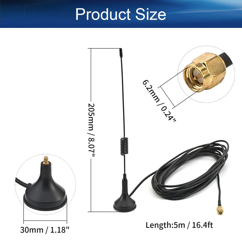 [Australia - AusPower] - Bettomshin 1Pcs 16.5 Feet GSM GPRS WCDMA 2G 3G Magnetic Base Male Antenna, 700-1800Mhz 9DB for Wireless Vedio Security, Backup Camera Surveillance Recorder Truck Trailer Rear View Reversing Monitor 5m Inner needle 5DB 