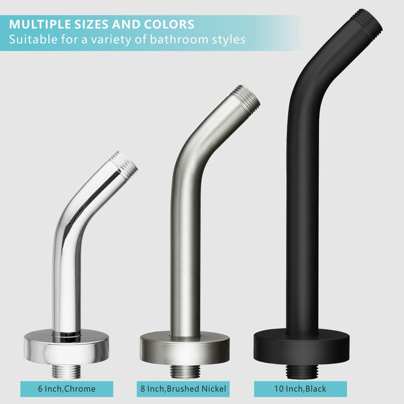 [Australia - AusPower] - Nuodan Shower Arm with Flange, 8 Inches Wall Mount Replacement Shower Head Arm For Fixed Shower Head and Handheld Showerhead, Matte Black 8 Inch 