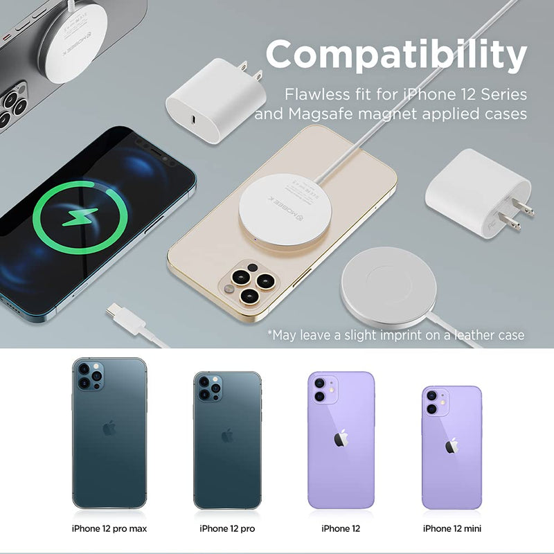 [Australia - AusPower] - Mobee.K MagSafe Charger, Magnetic Wireless Charger Pad Compatible with iPhone 13 Mini, 13, 13 Pro, 13 Pro Max, iPhone 12 Mini, 12, 12 Pro, 12 Pro Max, AirPods Pro (PD Adapter Included) 