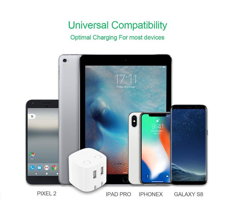[Australia - AusPower] - USB Wall Charger, Auto Shut Off Cell Phone Wall Charger with Foldable Plug 12W 2.4A BULL Ultra Compact Dual Port Travel Power Adapter for iPhone Xs/Max/XR/X/876/Plus, iPad,Samsung S4/S5 and More 