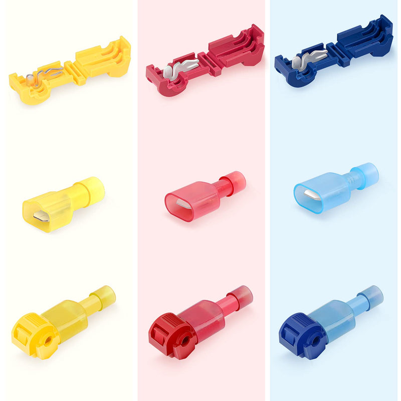 [Australia - AusPower] - Nilight - 50004R 120 Pcs/60 Pairs Quick Splice Wire Terminals T-Tap Self-stripping with Nylon Fully Insulated Male Quick Disconnects Kit, 2 Years Warranty 