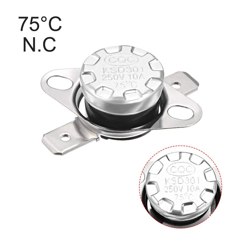 [Australia - AusPower] - uxcell KSD301 Thermostat 75°C/167°F 10A Normally Closed N.C Adjust Snap Disc Temperature Switch for Microwave,Oven,Coffee Maker 5pcs 