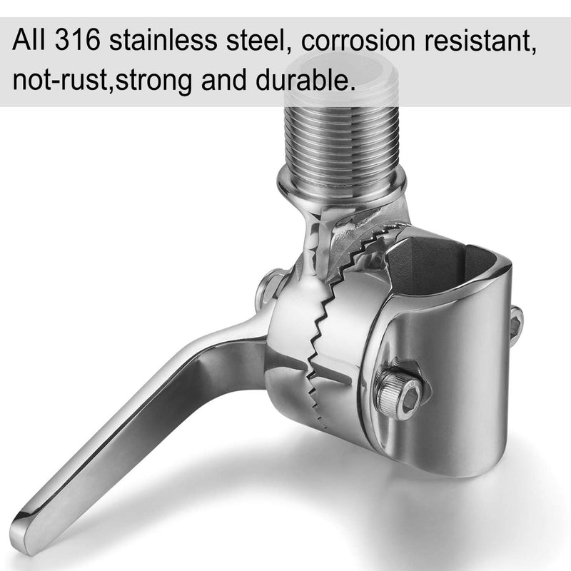 [Australia - AusPower] - ZOMCHAIN Marine VHF Antenna Mounts, Ratchet Mount, 316 Stainless Steel Adjustable Base Mount for Boat (Clamp-on Antenna) 