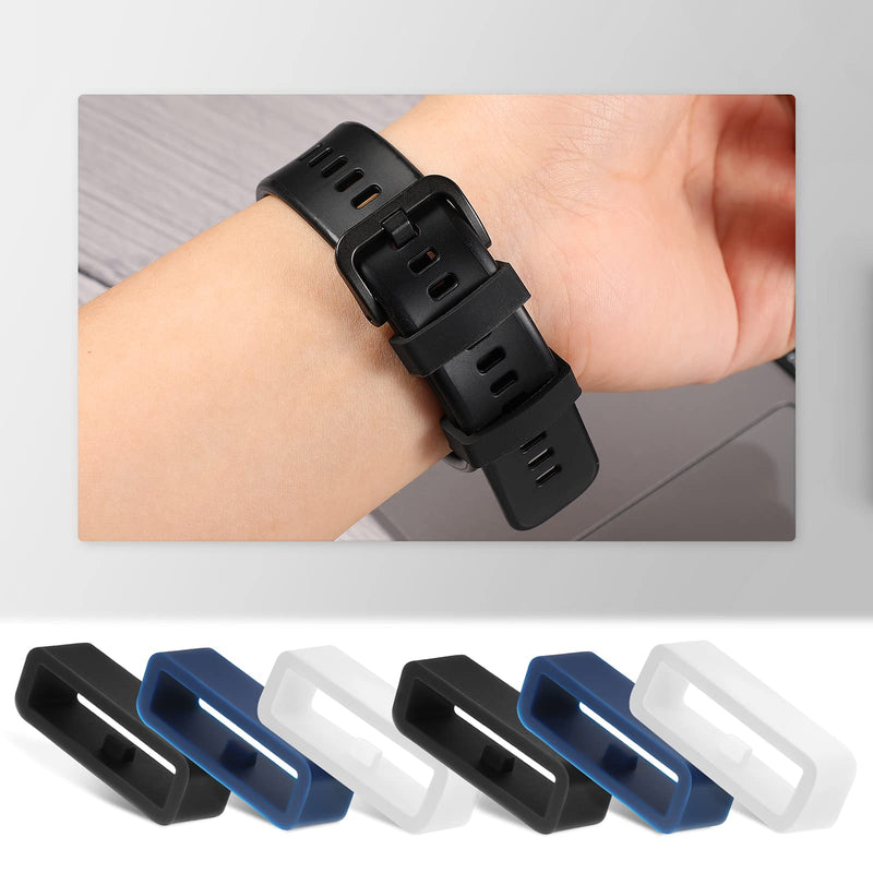 [Australia - AusPower] - 12 Pieces Replacement Fastener Ring Silicone Connector Security Loop Wristband Fastener Ring 3 Colors Watch Strap Accessories for Smartwatch 0.79 Inches 