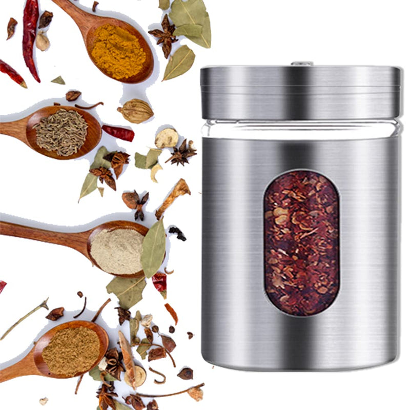 [Australia - AusPower] - 1 Pack Large Salt Shaker with 3 Adjustable Pour Holes - 4.3×2.7 Inch Salt Shaker with Stainless Steel Outer Layer and Internal Thick and Durable Glass for Granular Seasoning Large-1 Pack 