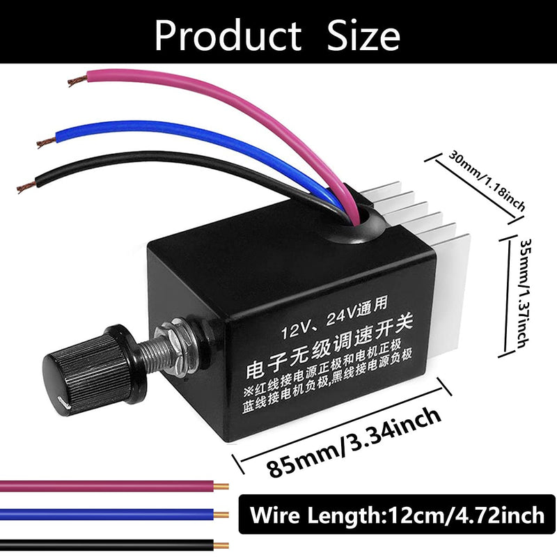 [Australia - AusPower] - mxuteuk 2PCS 12V/24V DC Motor Speed Controller Switch Universal Electronic Stepless Speed Regulator Switch for Car Truck Fan Heater Control M-H-002 