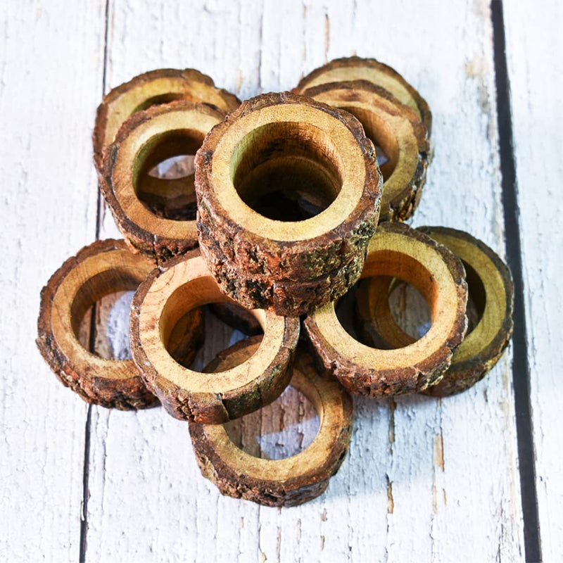 [Australia - AusPower] - Ajuny Handmade Set of 12 Wooden Decorative Napkin Rings for Dinner Party Table Decor 1.5 inch 