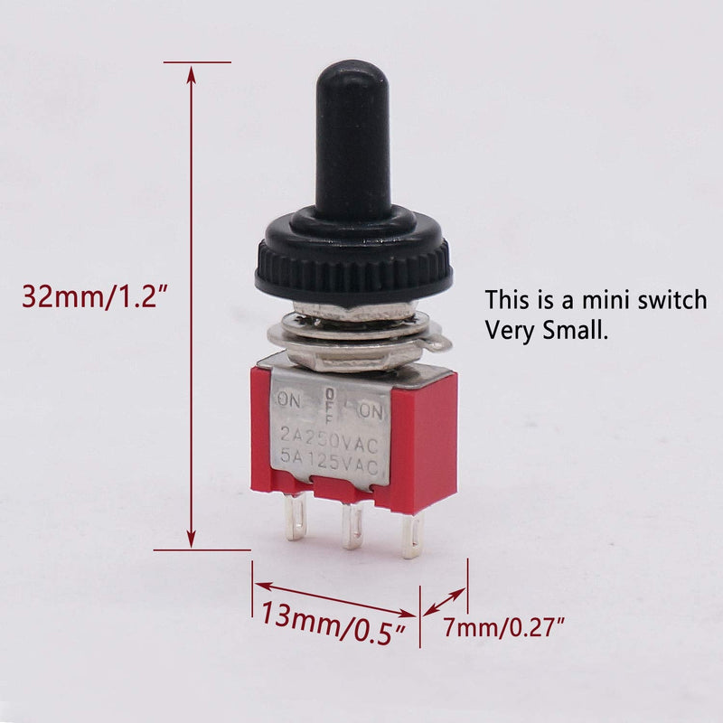 [Australia - AusPower] - Twidec/6Pcs Mini Momentary Toggle Switch SPDT 3 Position 3 Pins (0N)-Off-(ON) Miniature Toggle Switch AC 5A/125V 2A/250V Car Boat Switches with Waterproof Cap MTS-123-MZ 3Pin（ON)-OFF-(ON) 