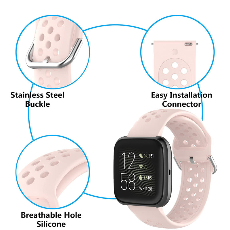 [Australia - AusPower] - HOMTERN Compatible with Fitbit Versa 2 Bands,Fitbit Versa bands and Fitbit Versa Lite Bands,Silicone Replacement Smartwatch Sport Bands Flexible Durable Watch Straps for Kids Women Man Pink 